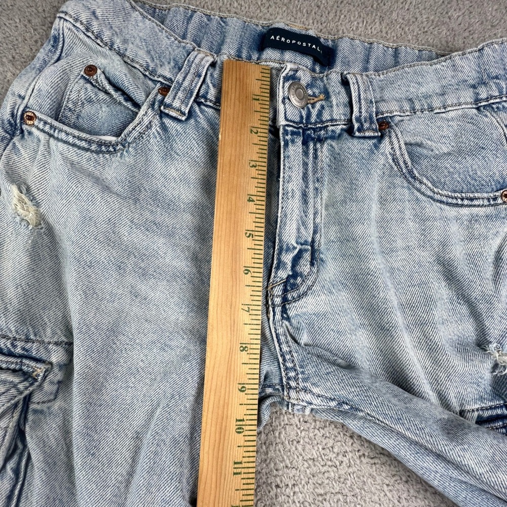 Aeropostale Low Rise Cargo Jeans Womens Small Light Y2K Distressed Utility Pants - Picture 7 of 15